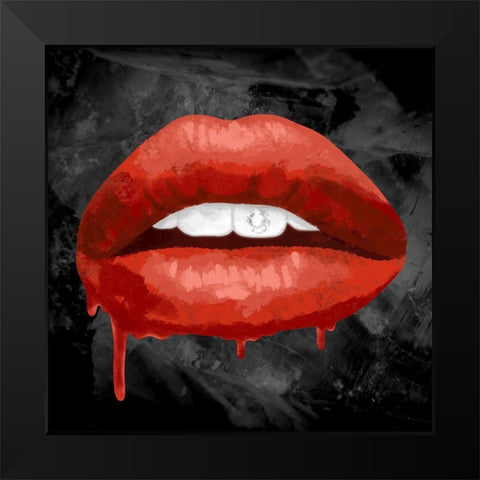 Iced Lips Black Modern Wood Framed Art Print by Prime, Marcus