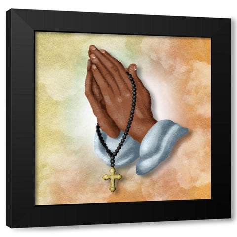 Praying Hands Black Modern Wood Framed Art Print by Prime, Marcus