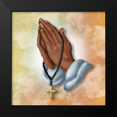 Praying Hands Black Modern Wood Framed Art Print by Prime, Marcus