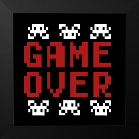 Game Over Black Modern Wood Framed Art Print by Prime, Marcus