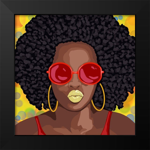 Afro Fashion 1 Black Modern Wood Framed Art Print by Prime, Marcus