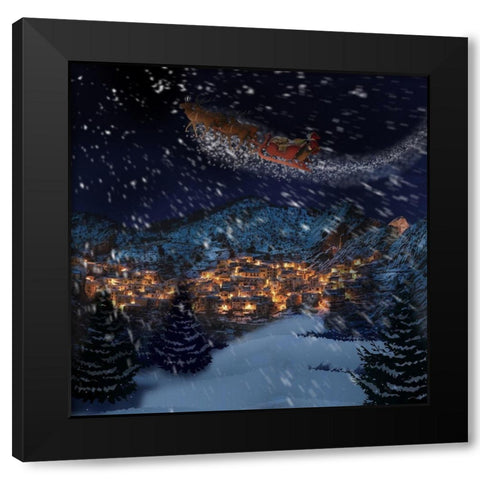 Santas Coming Black Modern Wood Framed Art Print by Prime, Marcus