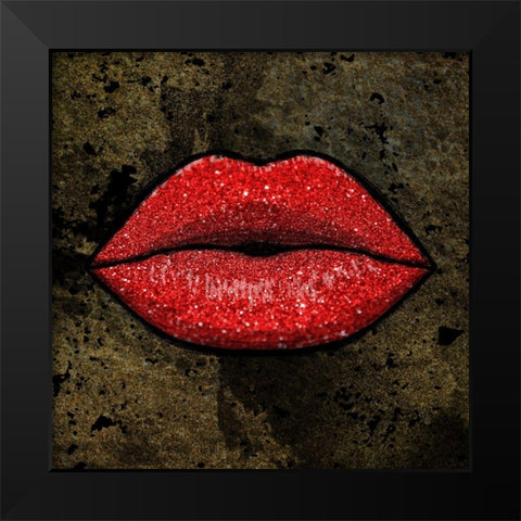 Glitter Kiss Black Modern Wood Framed Art Print by Prime, Marcus