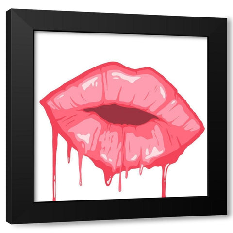 Dripping Kiss Black Modern Wood Framed Art Print by Prime, Marcus