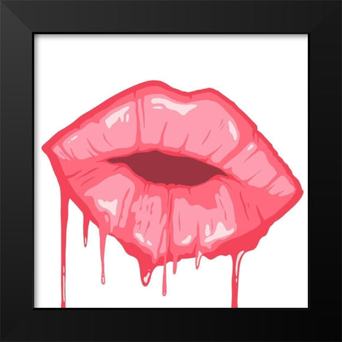 Dripping Kiss Black Modern Wood Framed Art Print by Prime, Marcus