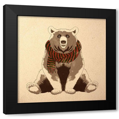 Festive Bear Black Modern Wood Framed Art Print by Prime, Marcus