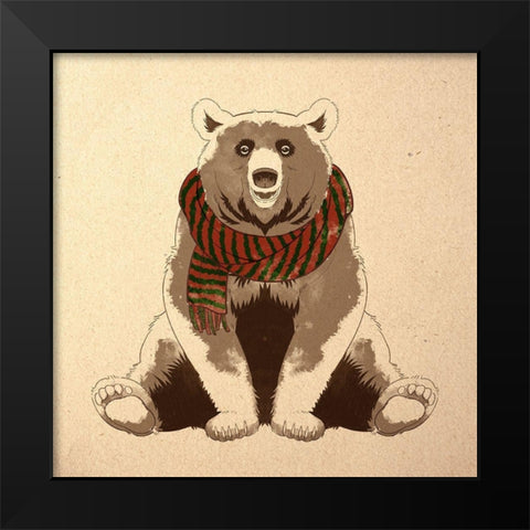 Festive Bear Black Modern Wood Framed Art Print by Prime, Marcus