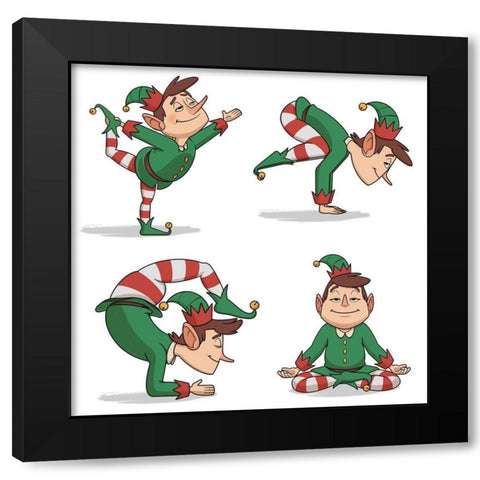 Yoga Elves 5 Black Modern Wood Framed Art Print by Prime, Marcus