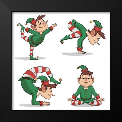 Yoga Elves 5 Black Modern Wood Framed Art Print by Prime, Marcus