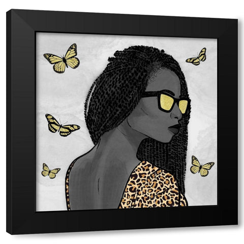 Leopard And Butterfly Fashion 3 Black Modern Wood Framed Art Print by Prime, Marcus