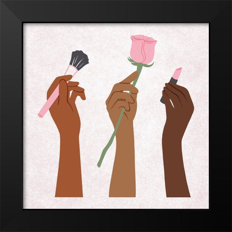 Makeup Hands 2 Black Modern Wood Framed Art Print by Prime, Marcus