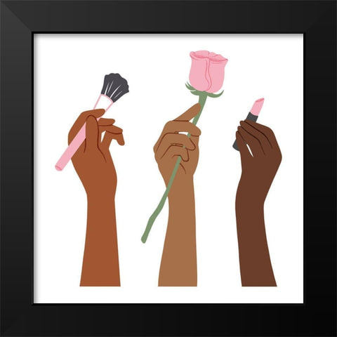 Makeup Hands Black Modern Wood Framed Art Print by Prime, Marcus