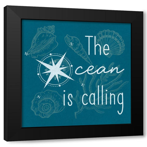 Calling Ocean Black Modern Wood Framed Art Print with Double Matting by Prime, Marcus