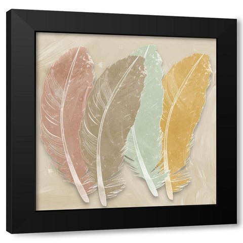 Feather Bunch Black Modern Wood Framed Art Print with Double Matting by Prime, Marcus