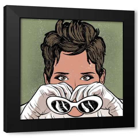 Mysterious Woman Black Modern Wood Framed Art Print by Prime, Marcus