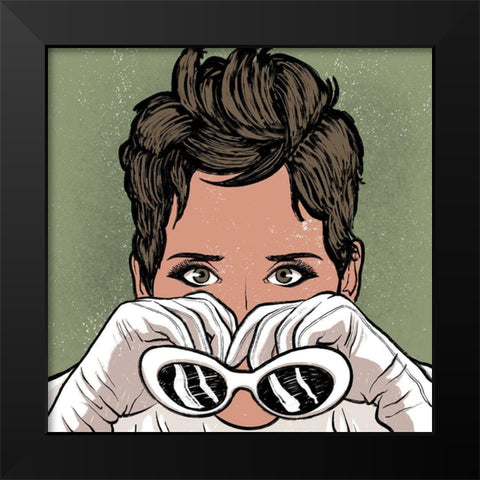 Mysterious Woman Black Modern Wood Framed Art Print by Prime, Marcus