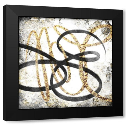 Gold And Black Scribble 1 Black Modern Wood Framed Art Print by Prime, Marcus