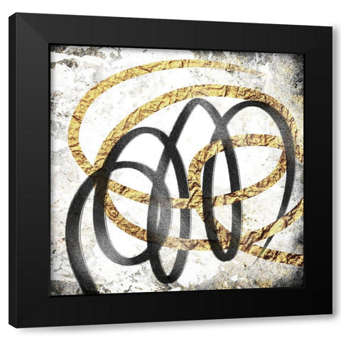Gold And Black Scribble 2 Black Modern Wood Framed Art Print with Double Matting by Prime, Marcus