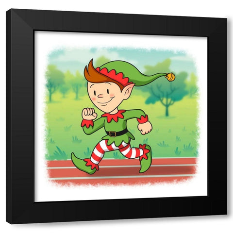 Running Elf 1 Black Modern Wood Framed Art Print by Prime, Marcus