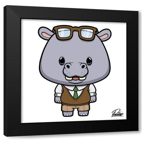 Hudson Hippo Black Modern Wood Framed Art Print by Prime, Marcus
