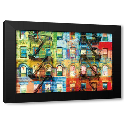 Bowery Block Black Modern Wood Framed Art Print by Miller, Savannah