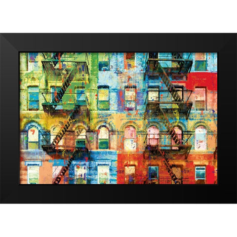 Bowery Block Black Modern Wood Framed Art Print by Miller, Savannah