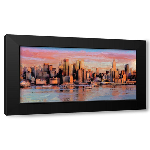 Manhattan Sunrise Black Modern Wood Framed Art Print with Double Matting by Miller, Savannah
