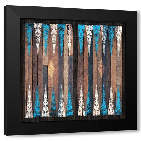 Backgammon Blues Black Modern Wood Framed Art Print by Miller, Savannah
