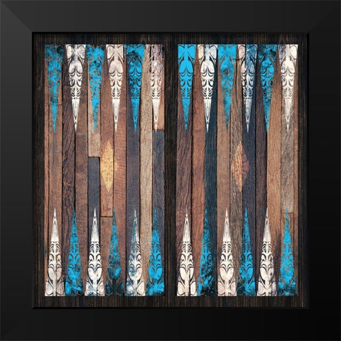 Backgammon Blues Black Modern Wood Framed Art Print by Miller, Savannah