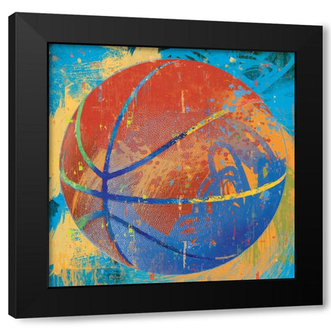 Basketball Black Modern Wood Framed Art Print by Miller, Savannah
