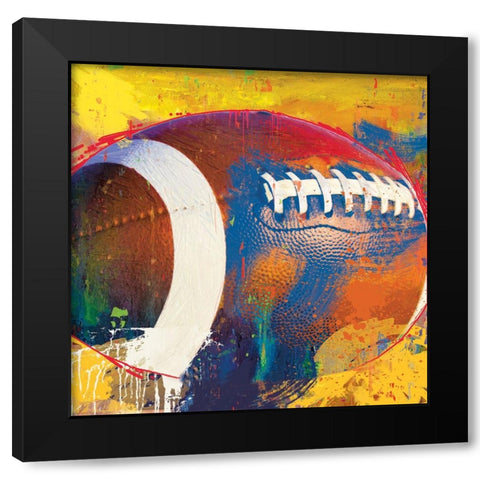 Football Black Modern Wood Framed Art Print by Miller, Savannah