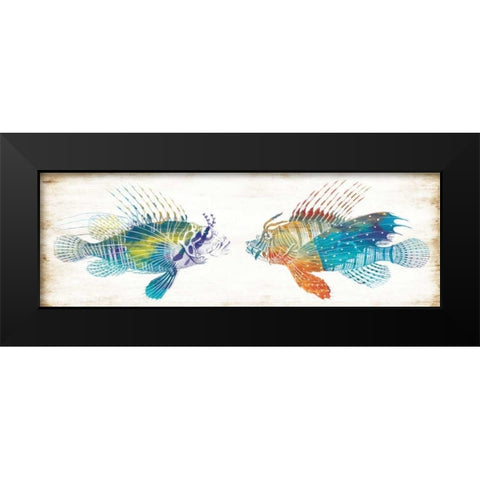 Fish Kiss Black Modern Wood Framed Art Print by Villa, Milli