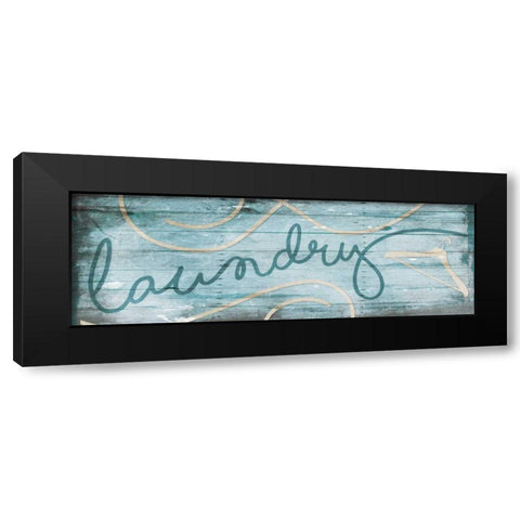 Laundry Hanger Blue Black Modern Wood Framed Art Print by Villa, Milli
