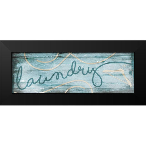 Laundry Hanger Blue Black Modern Wood Framed Art Print by Villa, Milli