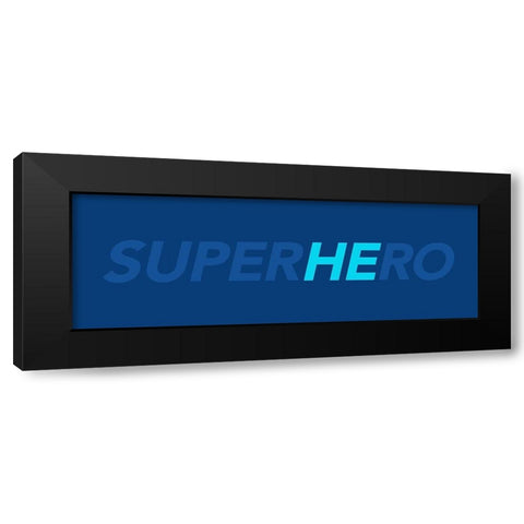 SuperHEro Black Modern Wood Framed Art Print by Villa, Mlli