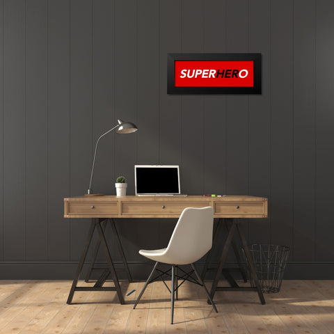 SuperHERo Red Black Modern Wood Framed Art Print by Villa, Mlli