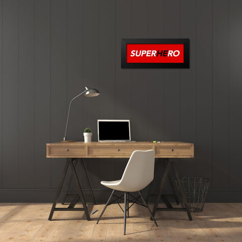 SuperHEro Red Black Modern Wood Framed Art Print by Villa, Mlli