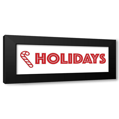 Holidays Candy Cane Black Modern Wood Framed Art Print by Villa, Mlli