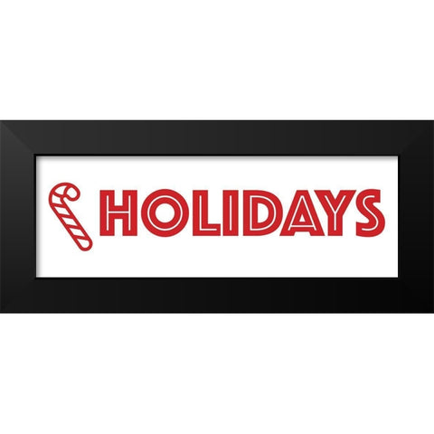 Holidays Candy Cane Black Modern Wood Framed Art Print by Villa, Mlli