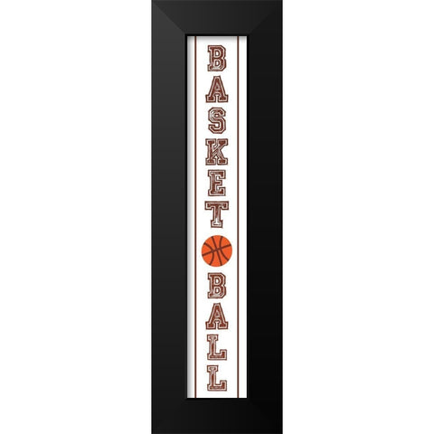 Basketball Banner Black Modern Wood Framed Art Print by Villa, Mlli