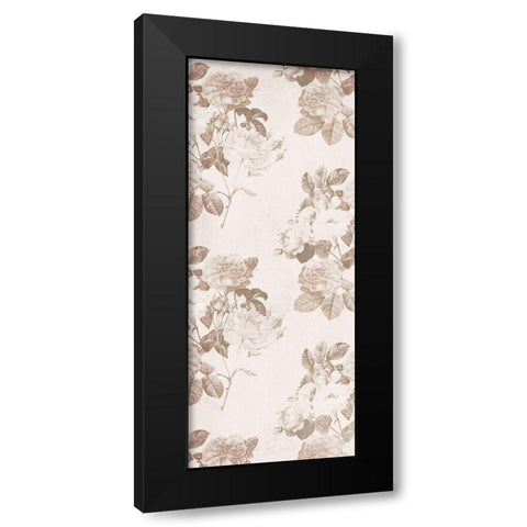 Sepia Flower Pattern Black Modern Wood Framed Art Print with Double Matting by Villa, Milli