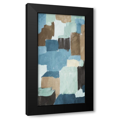Blue Blocks 1 Black Modern Wood Framed Art Print by Villa, Milli