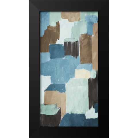 Blue Blocks 1 Black Modern Wood Framed Art Print by Villa, Milli
