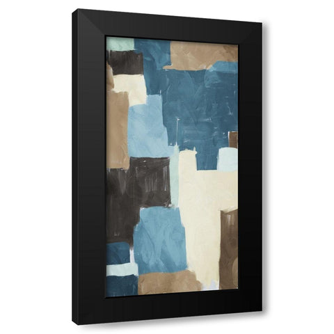 Blue Blocks 2 Black Modern Wood Framed Art Print by Villa, Milli