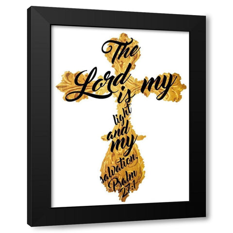 Gold Cross Black Modern Wood Framed Art Print with Double Matting by Villa, Mlli