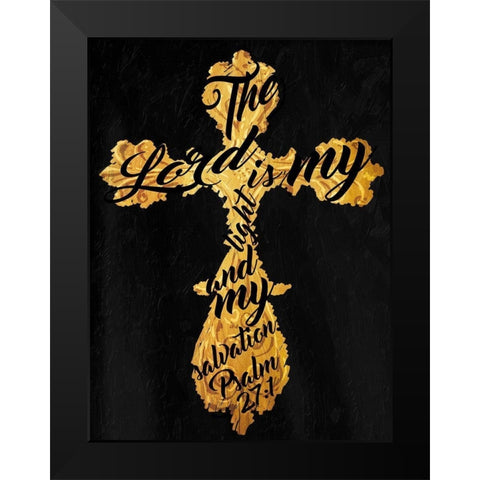 Gold Cross Black Black Modern Wood Framed Art Print by Villa, Mlli