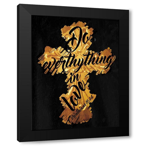 Gold Cross Black Mate Black Modern Wood Framed Art Print with Double Matting by Villa, Mlli