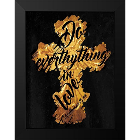 Gold Cross Black Mate Black Modern Wood Framed Art Print by Villa, Mlli