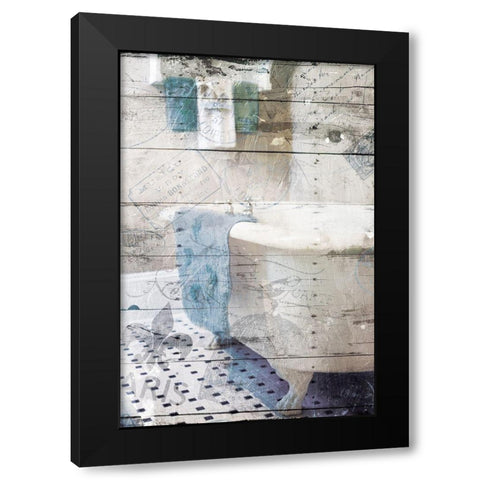 Bath In Paris Black Modern Wood Framed Art Print with Double Matting by Villa, Mlli