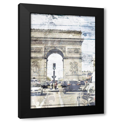 Paris On The Street Mate Black Modern Wood Framed Art Print with Double Matting by Villa, Mlli